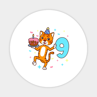 I am 9 with tiger - boy birthday 9 years old Magnet